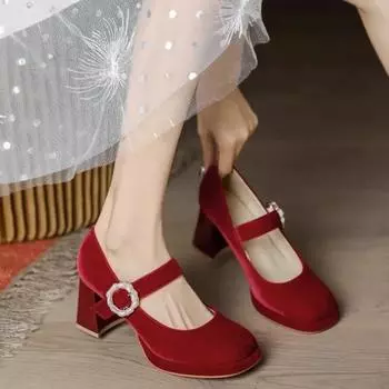 мода 2024 года Модные туфли Мэри Джейн Женские туфли на высоком каблуке Платья Женские однотонные туфли с пряжкой и ремешком на высоком каблуке Женские туфли Zapatos De Mujer 34 бежевый