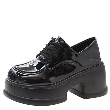 мода 2024 года модные туфли на высоком каблуке женские кожаные женские туфли на платформе квадратный каблук на шнуровке оксфорды женские вечерние ролевые игры униформа платье обувь 34 бежевый