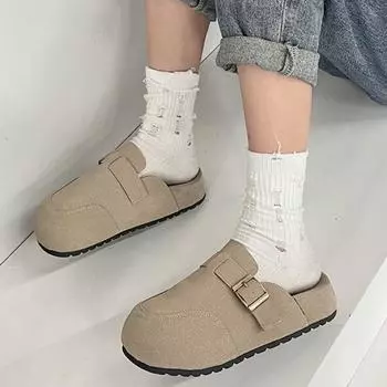 Мода 2024 года. Модные женские замшевые мюли на платформе. Тапочки. Сабо. Сандалии с пробковой стелькой и поддержкой свода. Пляжные шлепанцы. Домашняя обувь. 35