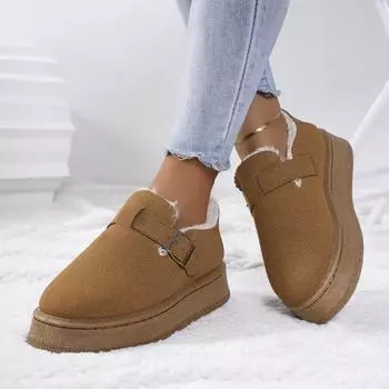 Мода 2024 года, модные зимние новые теплые хлопковые туфли на толстой подошве для женщин, большие размеры, женские зимние ботинки оптом 36 чёрный