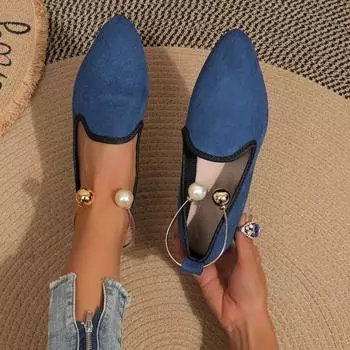 мода 2024 года, мягкая подошва, заостренный носок, модная повседневная обувь для женщин, осень и зима, новый стиль, удобные одинарные туфли без застежек 35 чёрный