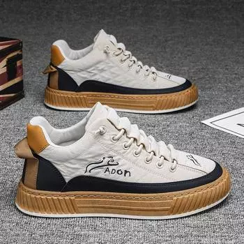 Мода 2024 года. Мужская парусиновая обувь. Дизайнерская вулканизированная обувь. Мужские высокие кроссовки. Обувь на платформе Harajuku. Мужские повседневные кроссовки. 39