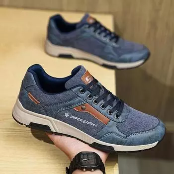 Мода 2024 года Мужская повседневная обувь для активного отдыха Кроссовки из сетчатой ткани Модные удобные дышащие мужские повседневные кроссовки для ходьбы Мужская обувь Zapatos Hombre 39 синий