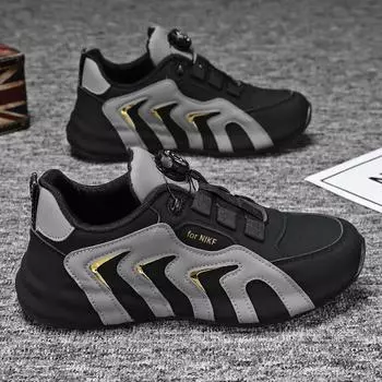 Мода 2024 года, мужская весна и осень, последняя модная тенденция, повседневные кроссовки, удобная и легкая молодежная спортивная обувь для активного отдыха 39 черный серый