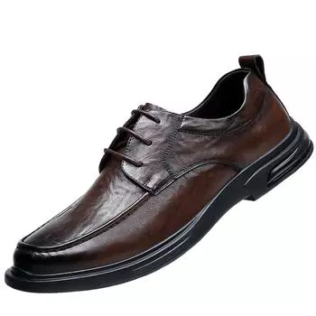 Мода 2024 года, натуральная кожа, мягкая подошва, обувь для мужчин, деловая обувь для мужчин, брендовая обувь, мужская повседневная обувь, классика 38 коричневый