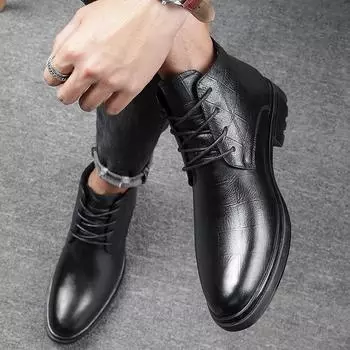 Мода 2024 года, натуральная кожа, мужские ботинки, мужские зимние универсальные мотоциклетные ботинки, стильная новая мужская удобная обувь для отдыха на открытом воздухе 35