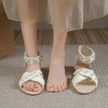 Мода 2024 года, низкие сандалии, женские, кожаные, большого размера, с открытым носком, женские, универсальные, летние, на каблуках, на низком каблуке, большие, закрытые, разноцветные, удобные 35 хаки