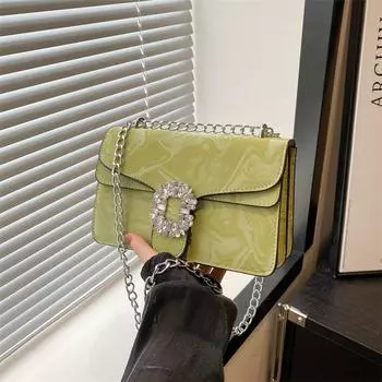 Мода 2024 года, новая летняя модная сумка на плечо, красивая сумка для поездок на работу, персонализированная сумка-мессенджер с цепочкой, повседневная маленькая квадратная сумка чёрный