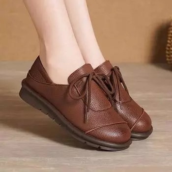 Мода 2024 года, новая мода, однотонные универсальные повседневные женские туфли, осенние туфли-сабо на толстой подошве, круглое летнее платье, осень, Zapatos Mujer 35 темно-коричневого