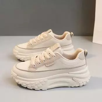 Мода 2024 года, новая модель обуви для женщин, платформа добавляет высоты, вулканизированная женская обувь, противоскользящая, износостойкая, кожаная, повседневная, спортивная обувь 35 синий