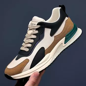 Мода 2024 года, новая мужская обувь, весна и осень, универсальная модная обувь, спортивная обувь для бега, повседневная обувь, толстая подошва, мужская обувь с высоким каблуком, теннис 38 бежевый