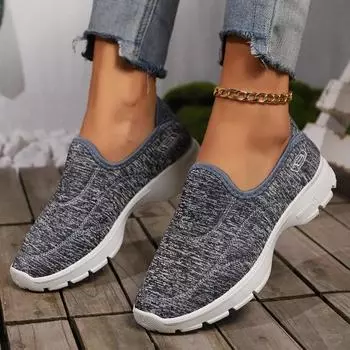 Мода 2024 года. Новая обувь для женщин. Удобная дышащая сетчатая обувь на плоской подошве. Женская спортивная обувь на платформе. Однотонная повседневная обувь для отдыха на открытом воздухе. 36 серый