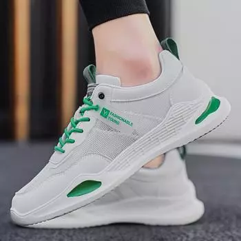 Мода 2024 года, новая популярная мужская обувь, универсальная спортивная обувь, дышащая сетка, на шнуровке, модная удобная мужская обувь, повседневная обувь для отдыха на природе 39 серый