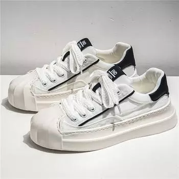 Мода 2024 года, новая повседневная обувь, модные туфли с ракушечным носком для мужчин, кроссовки в корейском стиле, повседневная обувь в японском стиле, теннисные туфли для мужчин CN 39 чёрный