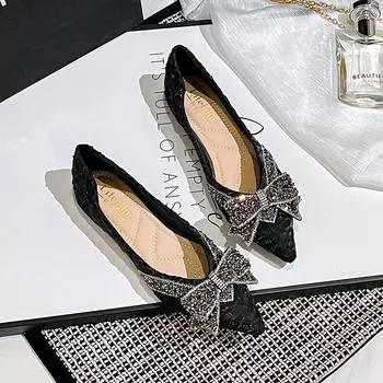 Мода 2024 года, новая весна-лето, женская обувь на плоской подошве, модная повседневная обувь со стразами и бантом, без застежек, лоферы 35 хаки