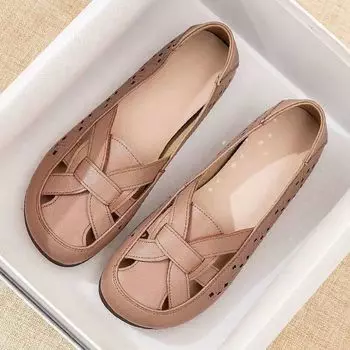 Мода 2024 года, новая весна-осень, женская дышащая обувь, туфли на плоской подошве, мягкая повседневная обувь для женщин, обувь 35 бежевый