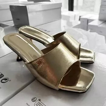 Мода 2024 года, новая женская обувь, модные универсальные летние женские туфли на высоком каблуке с квадратным носком, большие размеры, модные женские шлепанцы Zapatos 38