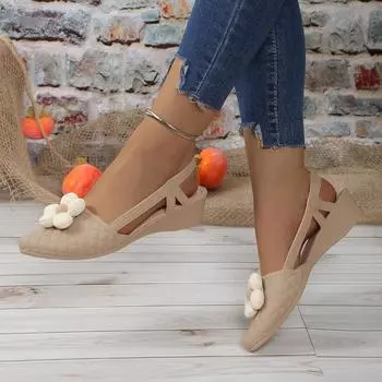 Мода 2024 года. Новая женская обувь. Обувь с открытой пяткой. Женские босоножки на танкетке. Женские туфли без застежек. Женские повседневные туфли-лодочки. Женские мокасины. 36 хаки