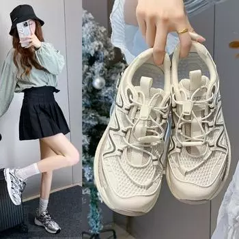 Мода 2024 года, новая женская удобная повседневная обувь, дышащая обувь на толстой подошве, спортивная обувь для походов на открытом воздухе 35 бежевый