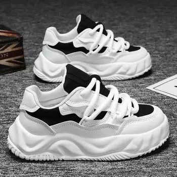 Мода 2024 года, новейшие мужские повседневные кроссовки для скейтбординга с толстой подошвой на весну и осень, удобная и легкая молодежная спортивная обувь 39 белый