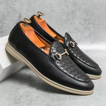 Мода 2024 года, новинка, горячая распродажа, мужские туфли на плоской подошве, черные, золотистые, формальные, в стиле пэчворк, повседневные мужские туфли из искусственной кожи для мужчин, модельные туфли Zapatos Hombre 38 чёрный