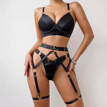 МОДА 2024 года, новое модное женское нижнее белье с ремешками и крестом, комплект из 4 предметов Onlyfans S