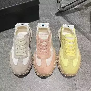 Мода 2024 года, новые балетки, летние дышащие немецкие кроссовки, вафельные женские туфли, повседневная мода, спортивные универсальные белые туфли 35