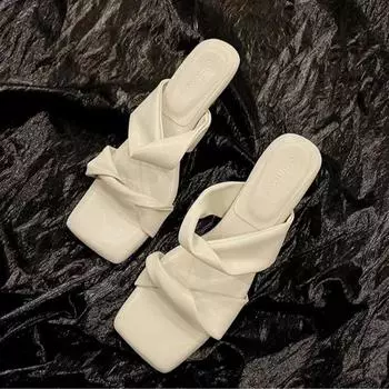 Мода 2024 года, новые босоножки на высоком каблуке, модные элегантные удобные босоножки на тонком квадратном каблуке для женщин, размер плюс 40 39