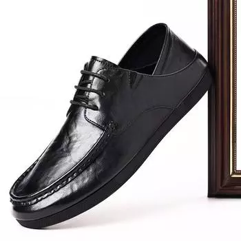 Мода 2024 года. Новые дизайнерские мужские туфли с мягкой подошвой. Модные кожаные туфли-лоферы с закрытым носком в корейском стиле. Мужские деловые туфли. 38