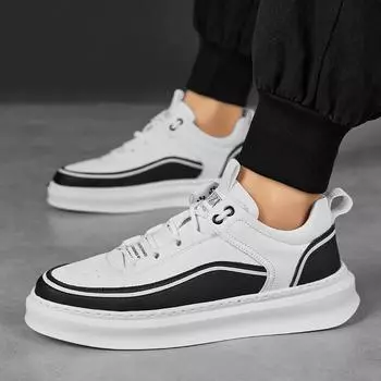 Мода 2024 года, новые кожаные туфли для мужчин, черные, белые, классические, мужские повседневные туфли, без застежек, с мягкой подошвой, мужские туфли для вождения, деловые лоферы 38 чёрный