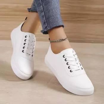 Мода 2024 года, новые кожаные женские белые повседневные кроссовки из вулканизированной кожи, дышащие спортивные туфли для ходьбы, бега, платформы, балетки, дизайн 35 белый