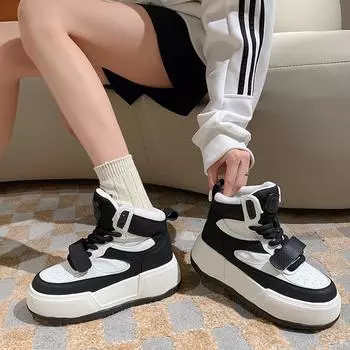 Мода 2024 года, новые кроссовки для бега, женские, с высоким верхом, на толстой подошве, удобные спортивные туфли, однотонные, женские, повседневные, для скейтбординга 35 белый