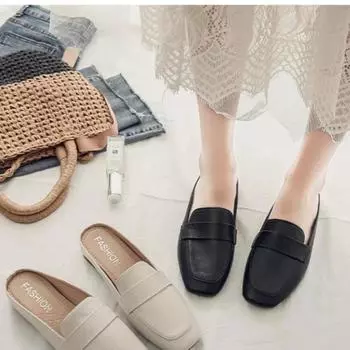 Мода 2024 года, новые летние тапочки Baotou, модные тапочки из мягкой кожи с плоской подошвой для женщин 35 белый