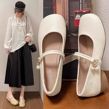 Мода 2024 года, новые летние женские повседневные туфли на плоской подошве, удобные мягкие туфли-лодочки, лоферы, балетки с неглубоким круглым носком, балетки на плоской подошве 35 бежевый