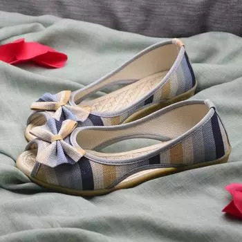 Мода 2024 года, новые летние женские сандалии на плоской подошве с открытым носком, льняные женские модные парусиновые босоножки на танкетке с открытым носком и нескользящей подошвой, женские сандалии без застежек 35 бежевый