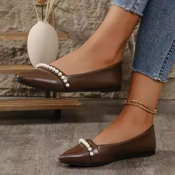 Мода 2024 года, новые летние женские туфли на плоской подошве, дышащие, удобные, модные, однотонные, повседневные, с острым носком, лоферы, кроссовки для женщин 36 чёрный