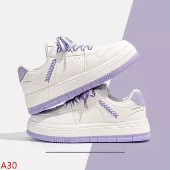 Мода 2024 года Новые маленькие белые туфли Весна и осень Туфли на толстой подошве Pop Up Универсальные повседневные туфли Дизайн Wheat Ear Sports Board Shoes 35 розовый