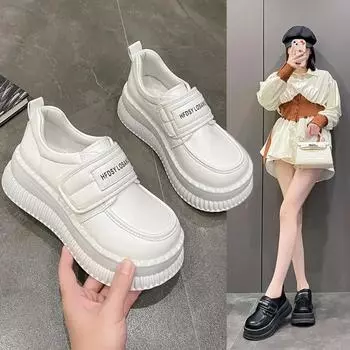 Мода 2024 года, новые маленькие кожаные туфли для женщин, модные весенне-осенние новые британские популярные туфли Mary Jane Lefu из мягкой кожи 35 чёрный