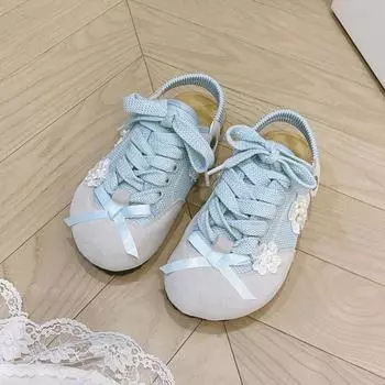 Мода 2024 года, новые модные цветные модные женские туфли на шнуровке с неглубоким носком и круглым носком с цветочным бантом, повседневные женские туфли 35 бежевый