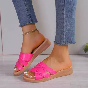 Мода 2024 года, новые модные однотонные женские пляжные тапочки на толстой подошве, новые летние тапочки на плоской подошве, сандалии, женские повседневные тапочки 35 бежевый