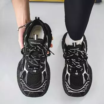 Мода 2024 года, новые модные пары, универсальные мужские кроссовки для бега, мужские спортивные кроссовки со шнуровкой, дышащие и легкие кроссовки 39 белый