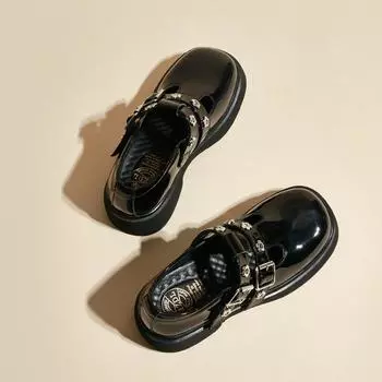 Мода 2024 года. Новые модные туфли Мэри Джейн на толстом каблуке и платформе. Высококачественные женские туфли из изысканной кожи в британском стиле. 35 чёрный