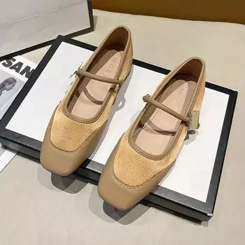 Мода 2024 года, новые модные туфли на плоской подошве для женщин из натуральной коровьей кожи с квадратным носком и металлическим декором в стиле пэчворк 2024 года, женская обувь ручной работы 35 чёрный