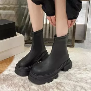 Мода 2024 года. Новые модные женские зимние теплые модные ботинки. Женские роскошные дизайнерские ботинки с круглым носком на молнии. Женские элегантные короткие ботинки. 35 хаки