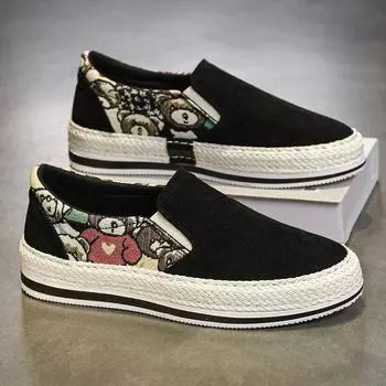 Мода 2024 года. Новые мужские дышащие повседневные туфли без застежек. Модные низкие парусиновые туфли без застежек. Удобная и легкая мужская обувь. 39 зелёный