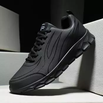 Мода 2024 года, новые мужские кроссовки, износостойкие черные, спортивные, повседневные, дышащие, на шнуровке, спортивные кроссовки Zapatillas Hombre 39 чёрный