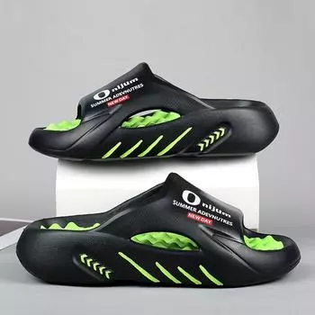 Мода 2024 года, новые мужские массажные тапочки, сланцы, сандалии для дома и улицы, пляжная повседневная обувь, удобная подошва, мужские тапочки, большой размер 38-47 38-39