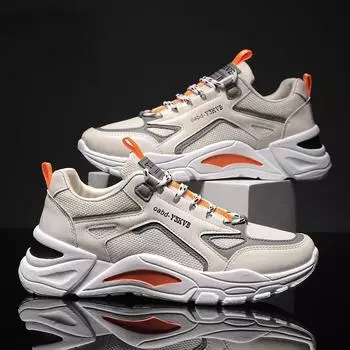 Мода 2024 года, новые мужские повседневные туфли, дышащие сетчатые мужские кроссовки, модные легкие мужские туфли на шнуровке для мужчин, обувь Zapatillas De Hombre 39 бежевый