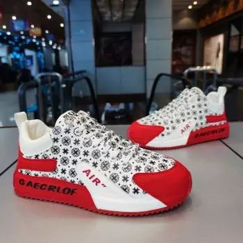 Мода 2024 года, новые мужские роскошные спортивные туфли, удобные кроссовки на толстой подошве, модные трендовые повседневные кроссовки из вулканизированной кожи для мужчин 38 красный