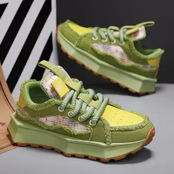 Мода 2024 года, новые мужские зеленые модные кроссовки, уличная обувь, дизайнерские повседневные кроссовки из парусины для мужчин, дышащие кроссовки на платформе для мужчин 39